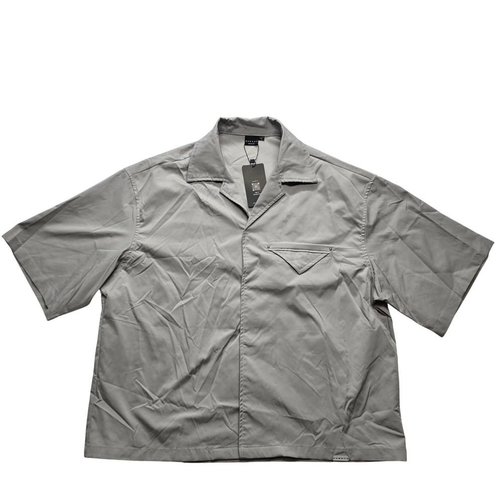 Sumwon Boxy Cropped Shirt Gray Minimalist Streetwear Button Up Mens L